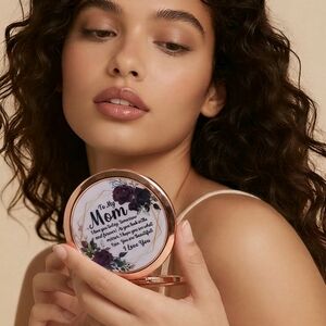 Rose Gold MOM Gift Compact Mirror | Mother's Day Dual-Sided NWT Keepsake Present